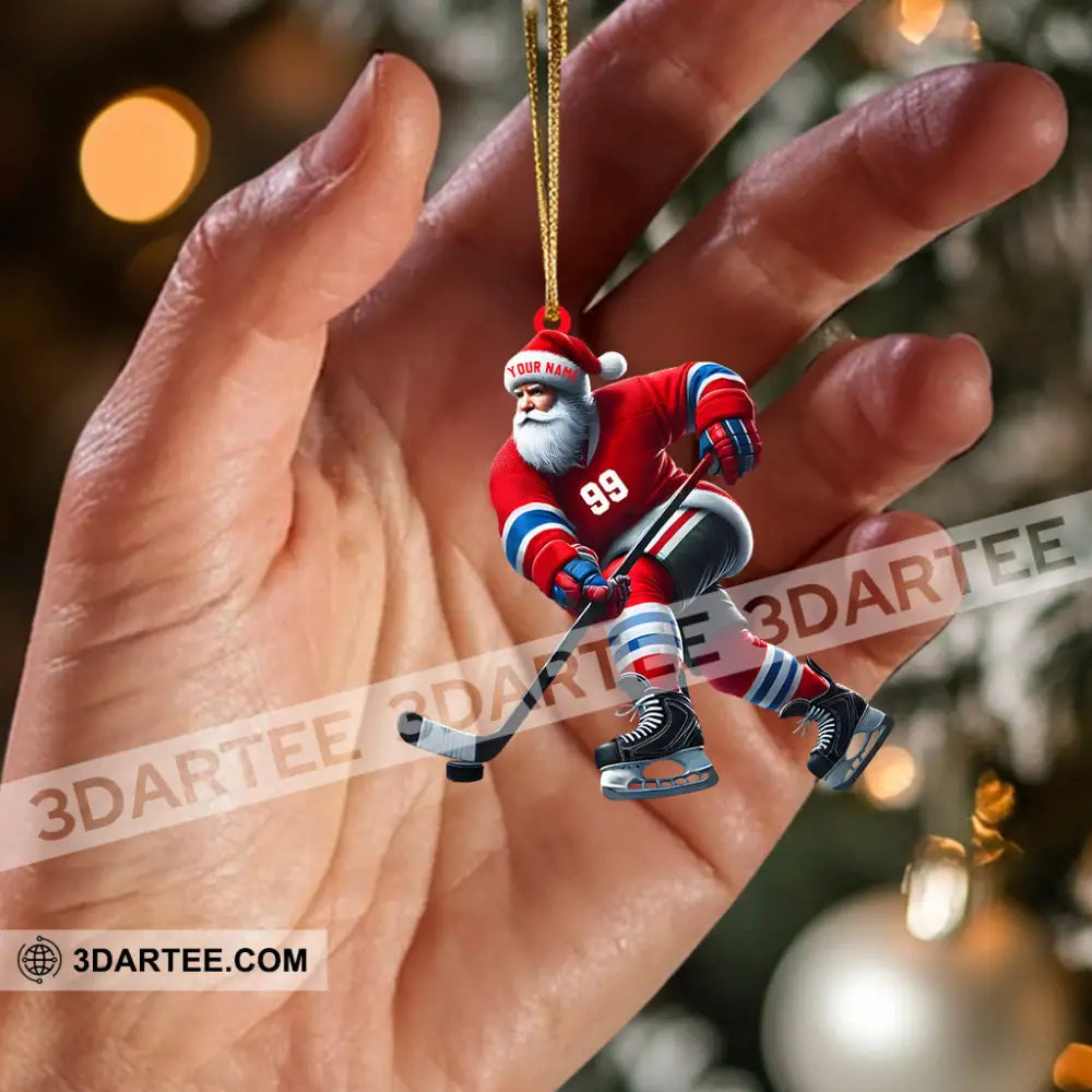 Santa Hockey Christmas Ornament Personalized Ornament Ornament
