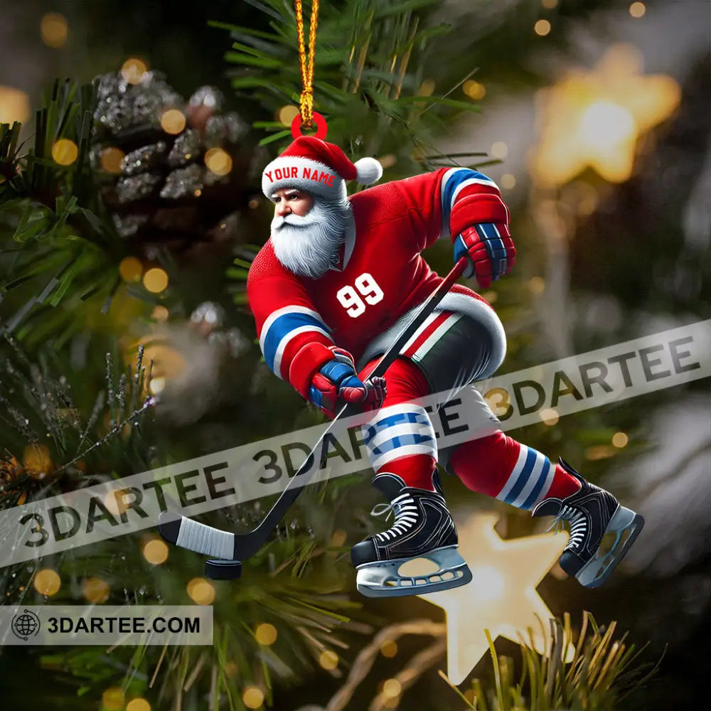 Santa Hockey Christmas Ornament Personalized Ornament Ornament