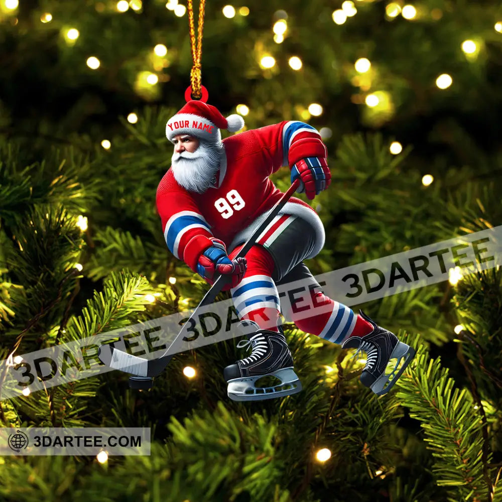 Santa Hockey Christmas Ornament Personalized Ornament Ornament