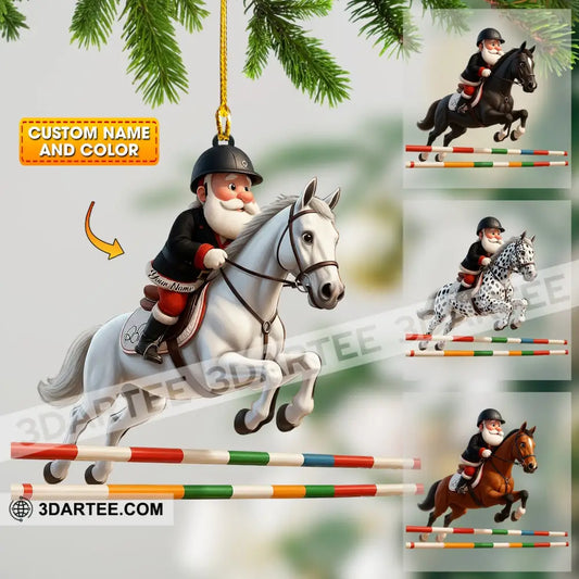 Santa Horse Racing Home Decor Christmas Ornament Personalized Ornament 3.54’’ / 1 Ornament Ornament