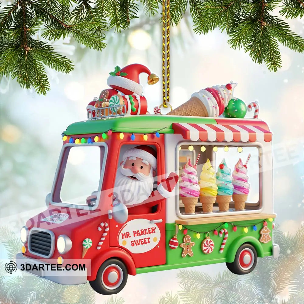 Santa Ice Cream Car Home Decor Christmas Ornament Personalized Ornament Ornament