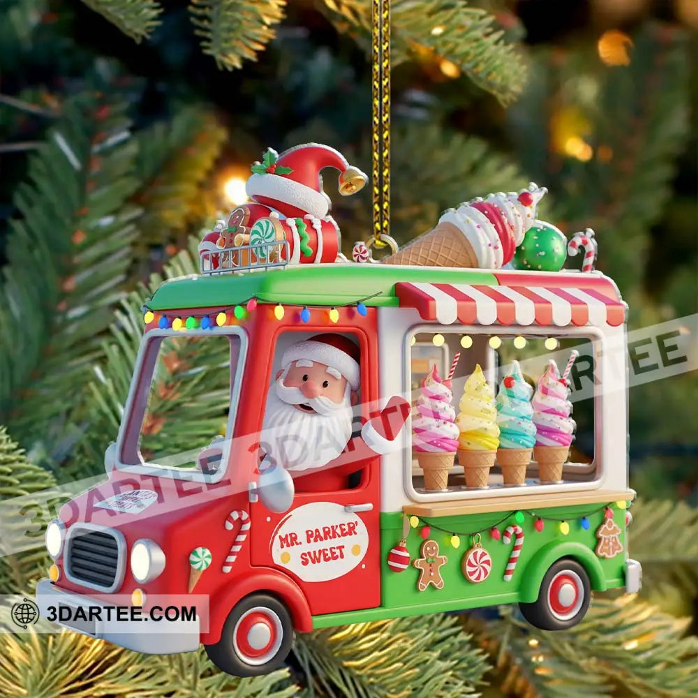 Santa Ice Cream Car Home Decor Christmas Ornament Personalized Ornament Ornament