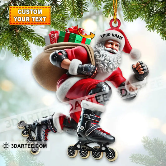 Santa Inline Skate Skating Home Decor Christmas Ornament Personalized Ornament 3.54’’ / 1 Ornament Ornament