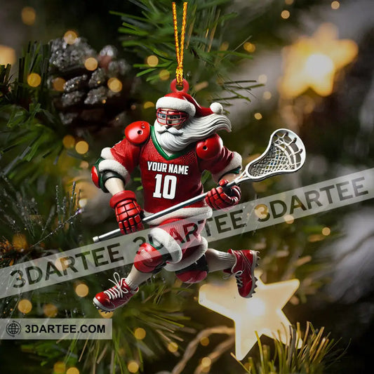 Santa Lacrosse Christmas Ornament Personalized Ornament 3.54’’ / 1 Ornament Ornament