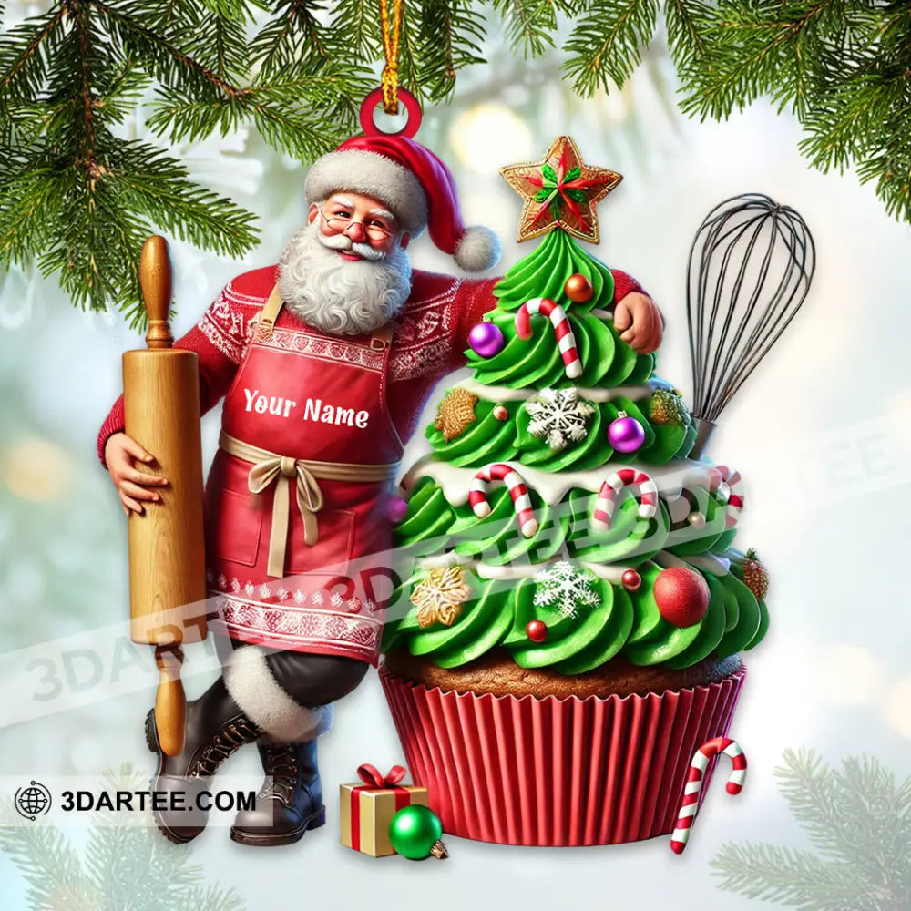 Santa Makes Cakes Christmas Ornament Personalized Ornament Ornament