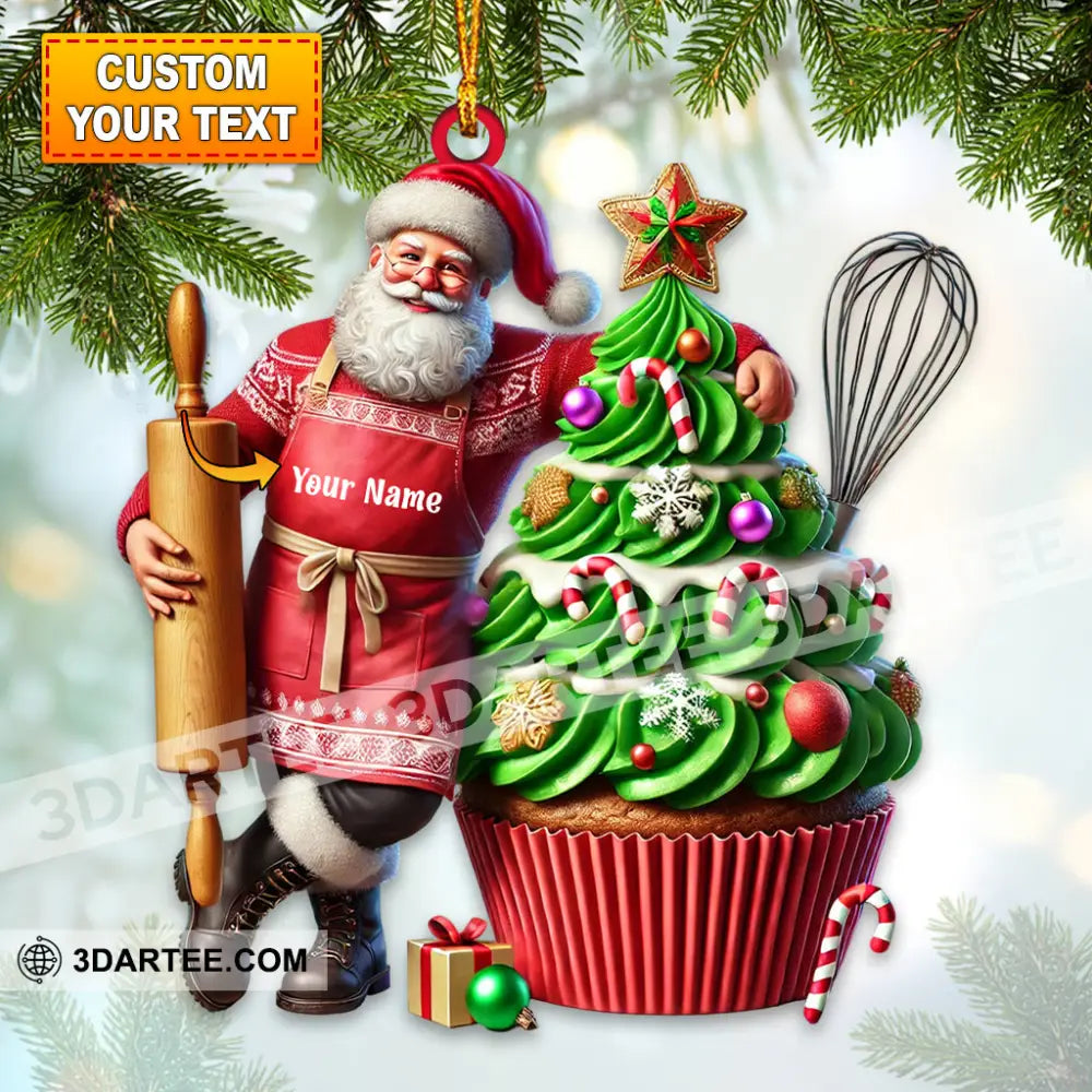 Santa Makes Cakes Christmas Ornament Personalized Ornament 3.54’’ / 1 Ornament Ornament