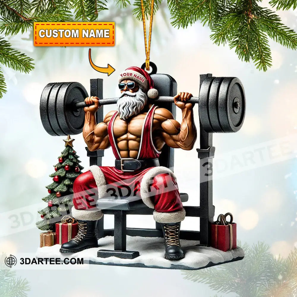 Santa Muscle Weightlifting Christmas Ornament Personalized Ornament 3.54’’ / 1 Ornament Ornament