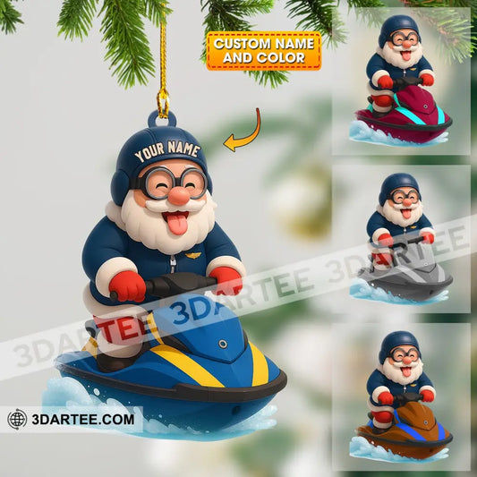 Santa On A Jet Ski: Making Waves This Christmas Home Decor Christmas Ornament Personalized Ornament 3.54’’ / 1 Ornament
