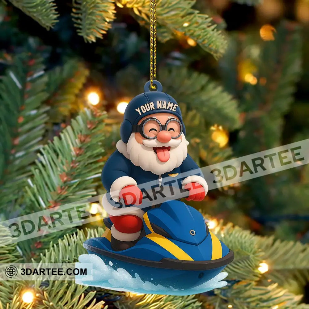 Santa On A Jet Ski: Making Waves This Christmas Home Decor Christmas Ornament Personalized Ornament Ornament