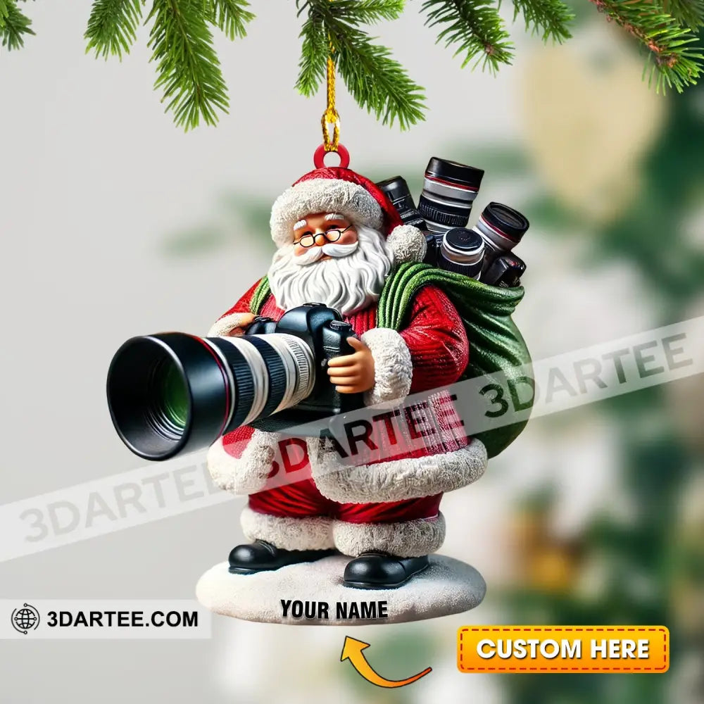 Santa Photographer Home Decor Christmas Ornament Personalized Ornament 3.54’’ / 1 Ornament Ornament