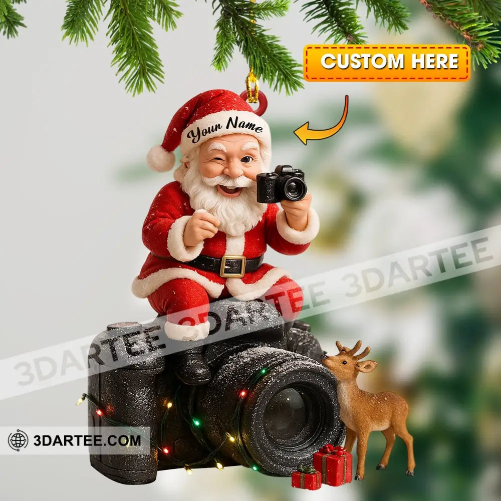 Santa Photographer Home Decor Christmas Ornament Personalized Ornament 3.54’’ / 1 Ornament Ornament