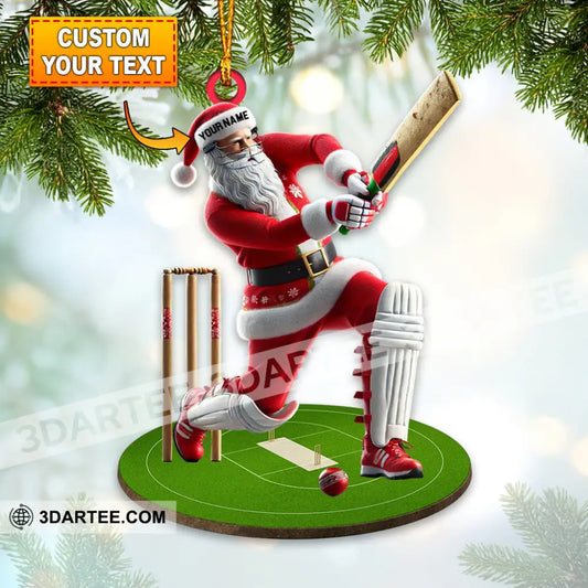 Santa Playing Cricket Ball Christmas Ornament Personalized Ornament 3.54’’ / 1 Ornament Ornament