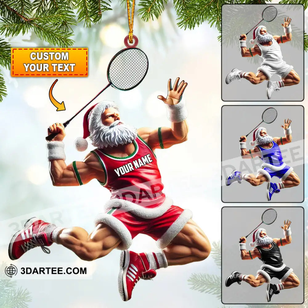 Santa Plays Badminton Christmas Ornament Personalized Ornament 3.54’’ / 1 Ornament Ornament