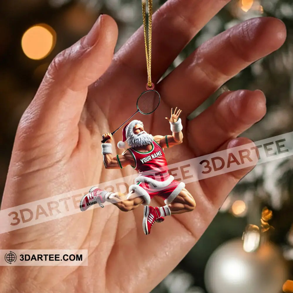Santa Plays Badminton Christmas Ornament Personalized Ornament Ornament