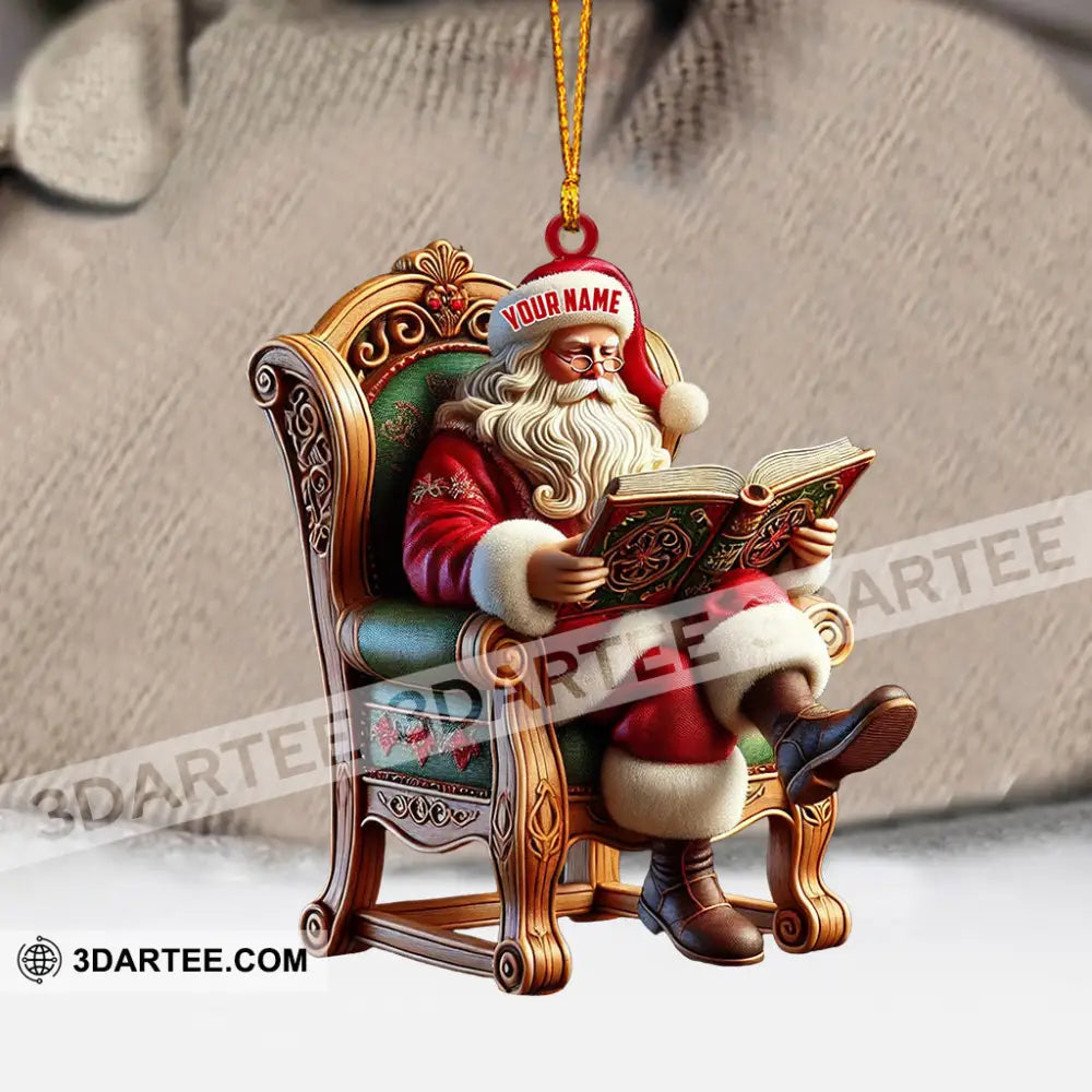 Santa Reading Book Christmas Ornament Personalized Ornament Ornament
