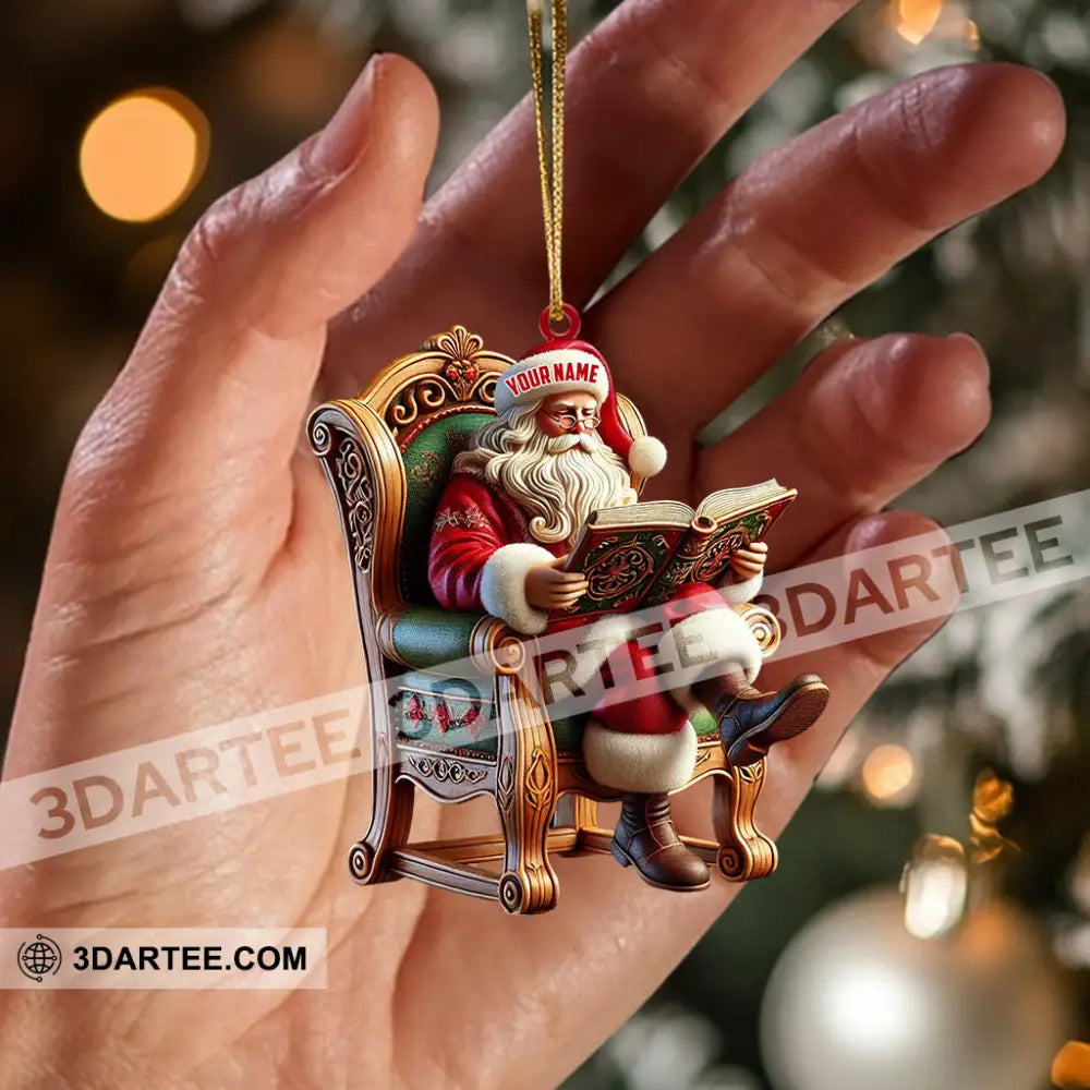 Santa Reading Book Christmas Ornament Personalized Ornament Ornament