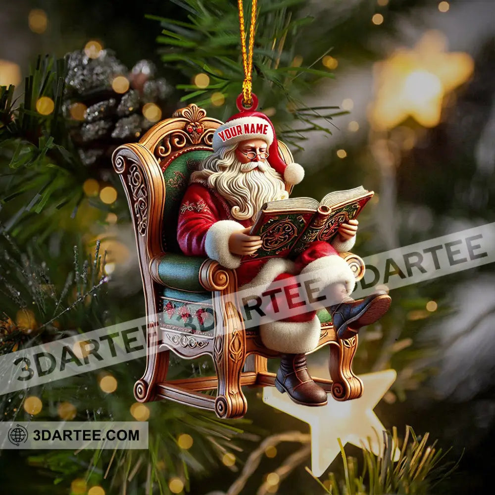 Santa Reading Book Christmas Ornament Personalized Ornament Ornament