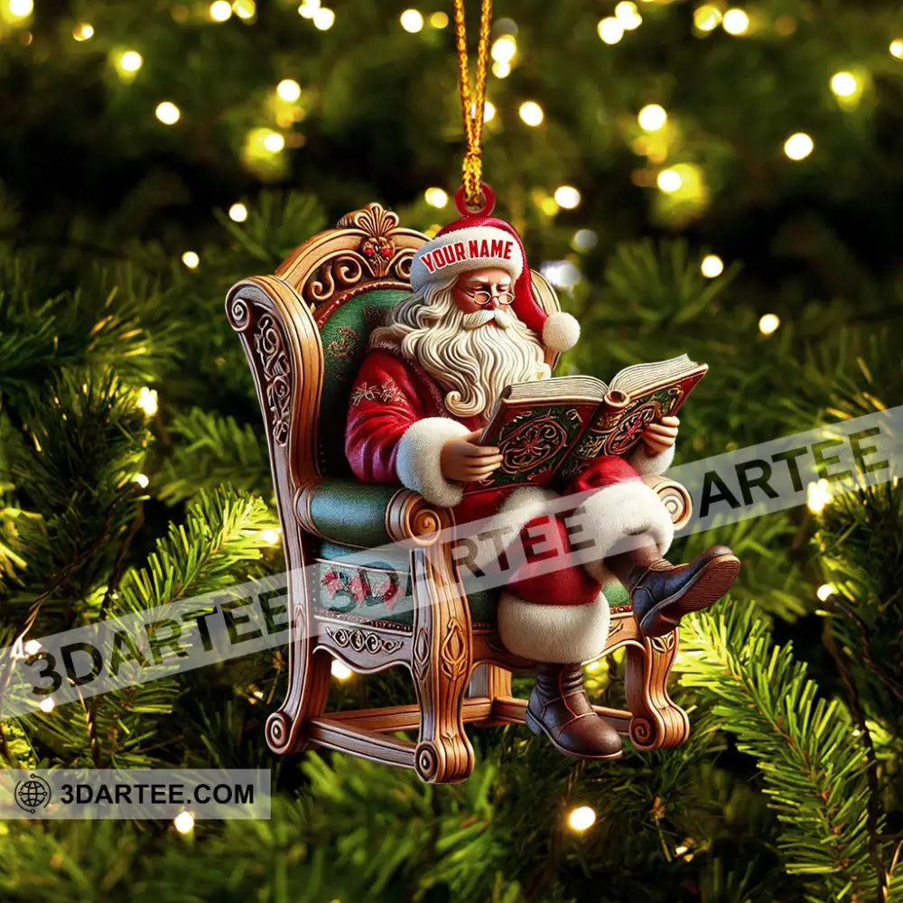 Santa Reading Book Christmas Ornament Personalized Ornament Ornament