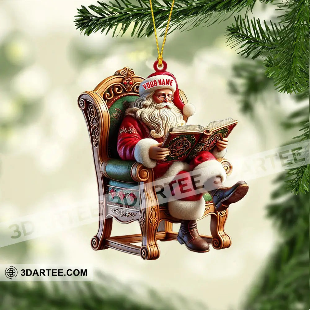 Santa Reading Book Christmas Ornament Personalized Ornament Ornament