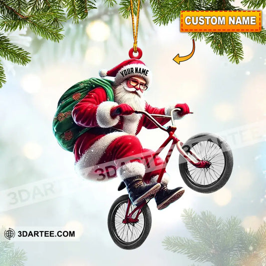 Santa Rides A Bike Christmas Ornament Personalized Ornament 3.54’’ / 1 Ornament Ornament
