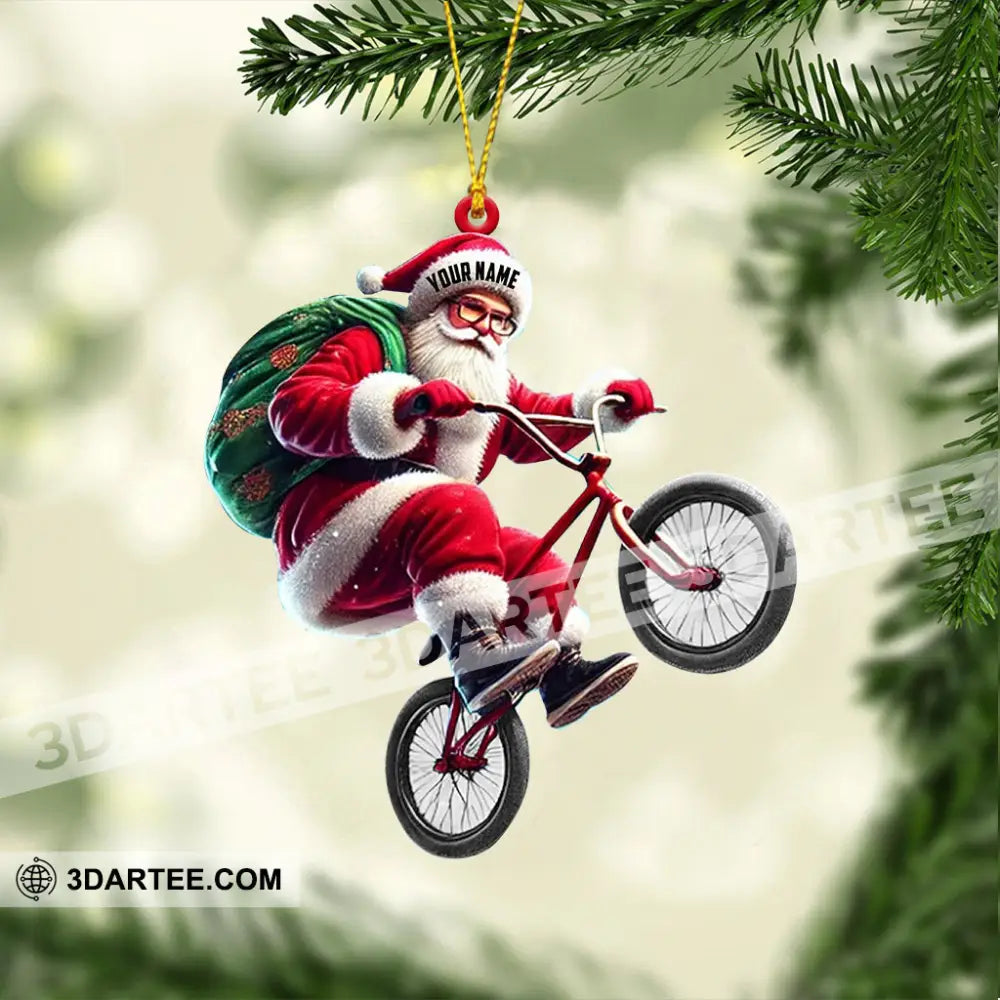 Santa Rides A Bike Christmas Ornament Personalized Ornament Ornament