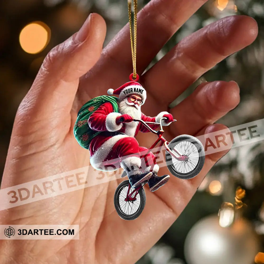 Santa Rides A Bike Christmas Ornament Personalized Ornament Ornament