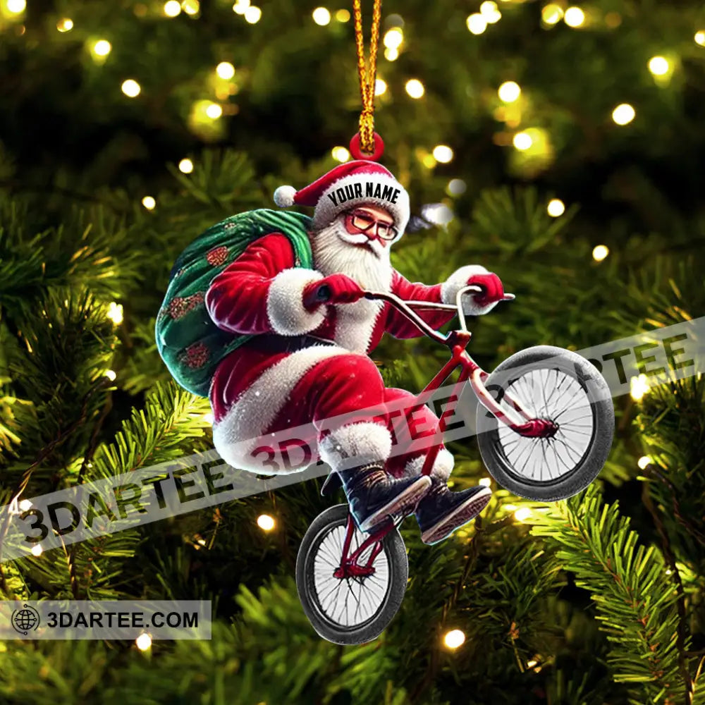 Santa Rides A Bike Christmas Ornament Personalized Ornament Ornament