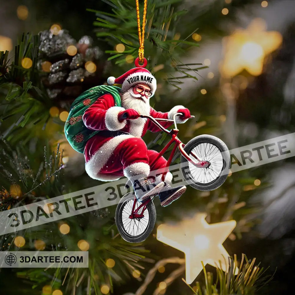 Santa Rides A Bike Christmas Ornament Personalized Ornament Ornament