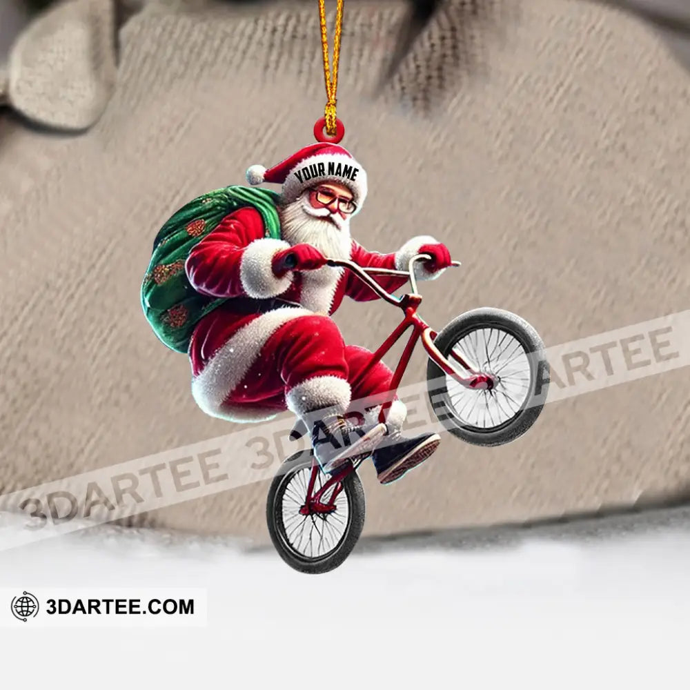 Santa Rides A Bike Christmas Ornament Personalized Ornament Ornament