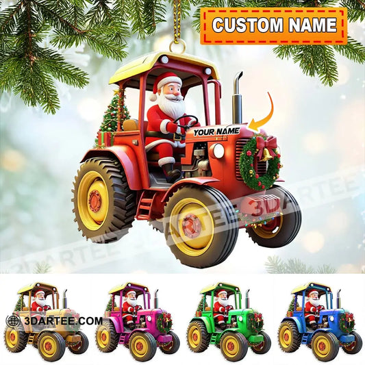 Santa Rides Truck Home Decor Christmas Ornament Personalized Ornament 3.54’’ / 1 Ornament Ornament
