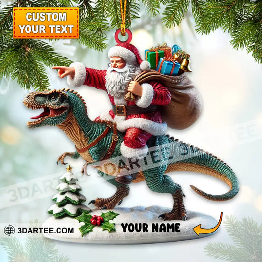 Santa Riding A Dinosaur Christmas Ornament Personalized Ornament 3.54’’ / 1 Ornament Ornament