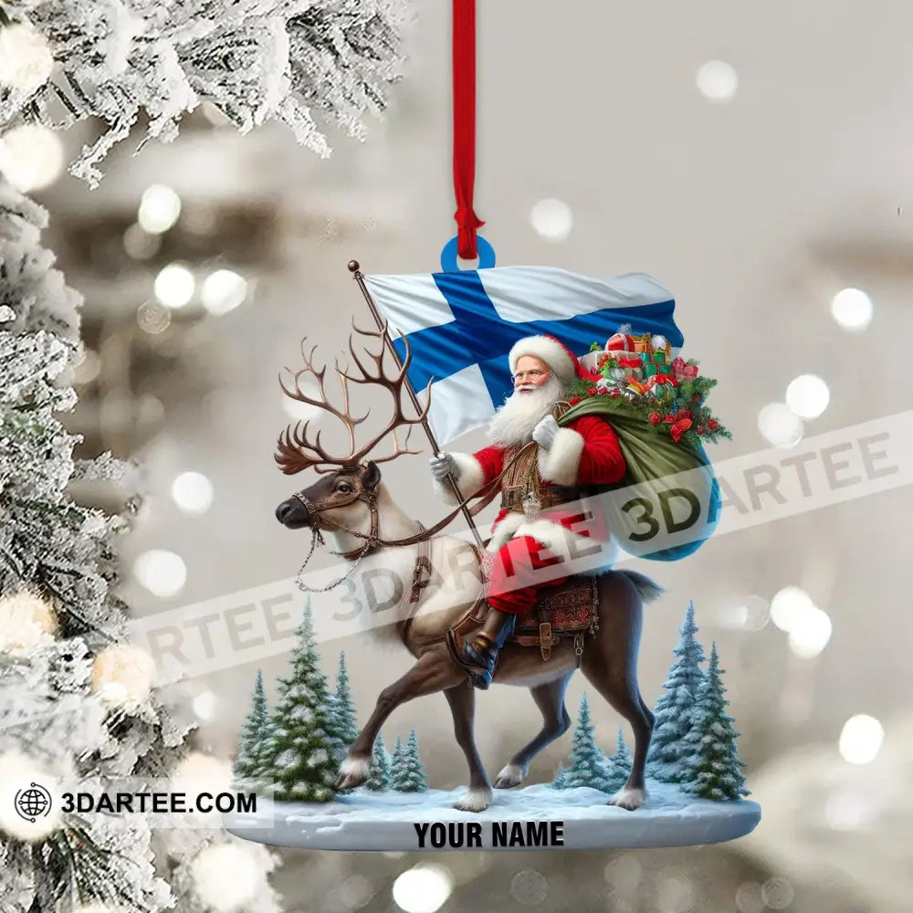 Santa Riding A Reindeer Home Decor Christmas Ornament Personalized Ornament Ornament