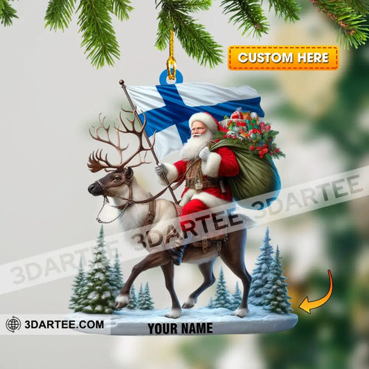 Santa Riding A Reindeer Home Decor Christmas Ornament Personalized Ornament 3.54’’ / 1 Ornament Ornament
