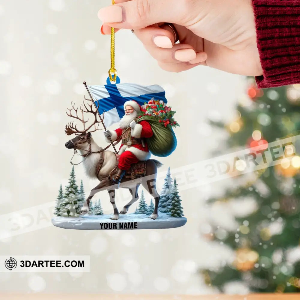 Santa Riding A Reindeer Home Decor Christmas Ornament Personalized Ornament Ornament