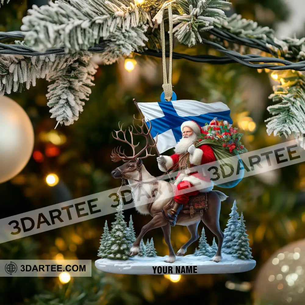 Santa Riding A Reindeer Home Decor Christmas Ornament Personalized Ornament Ornament
