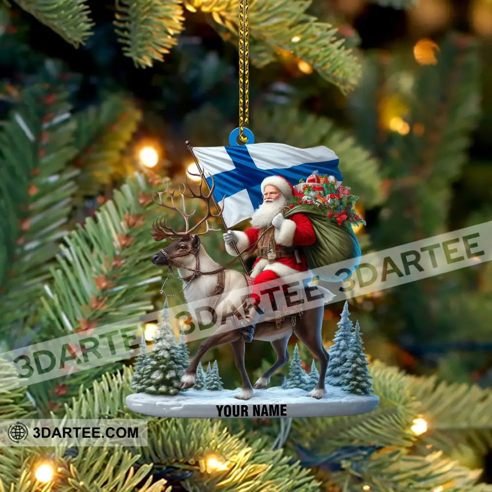 Santa Riding A Reindeer Home Decor Christmas Ornament Personalized Ornament Ornament