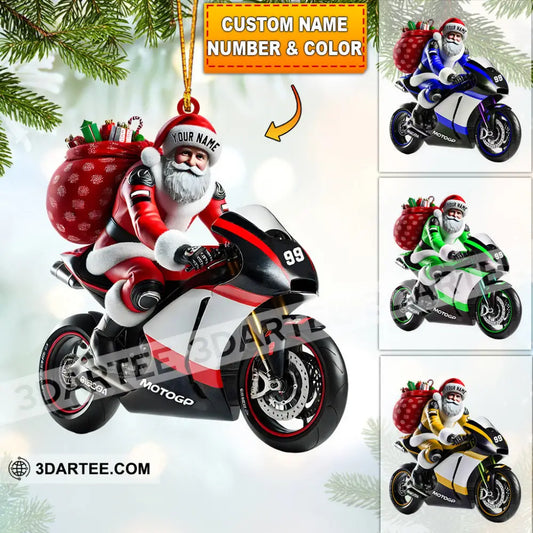 Santa Riding Motorcycle Home Decor Christmas Ornament Personalized Ornament 3.54’’ / 1 Ornament Ornament