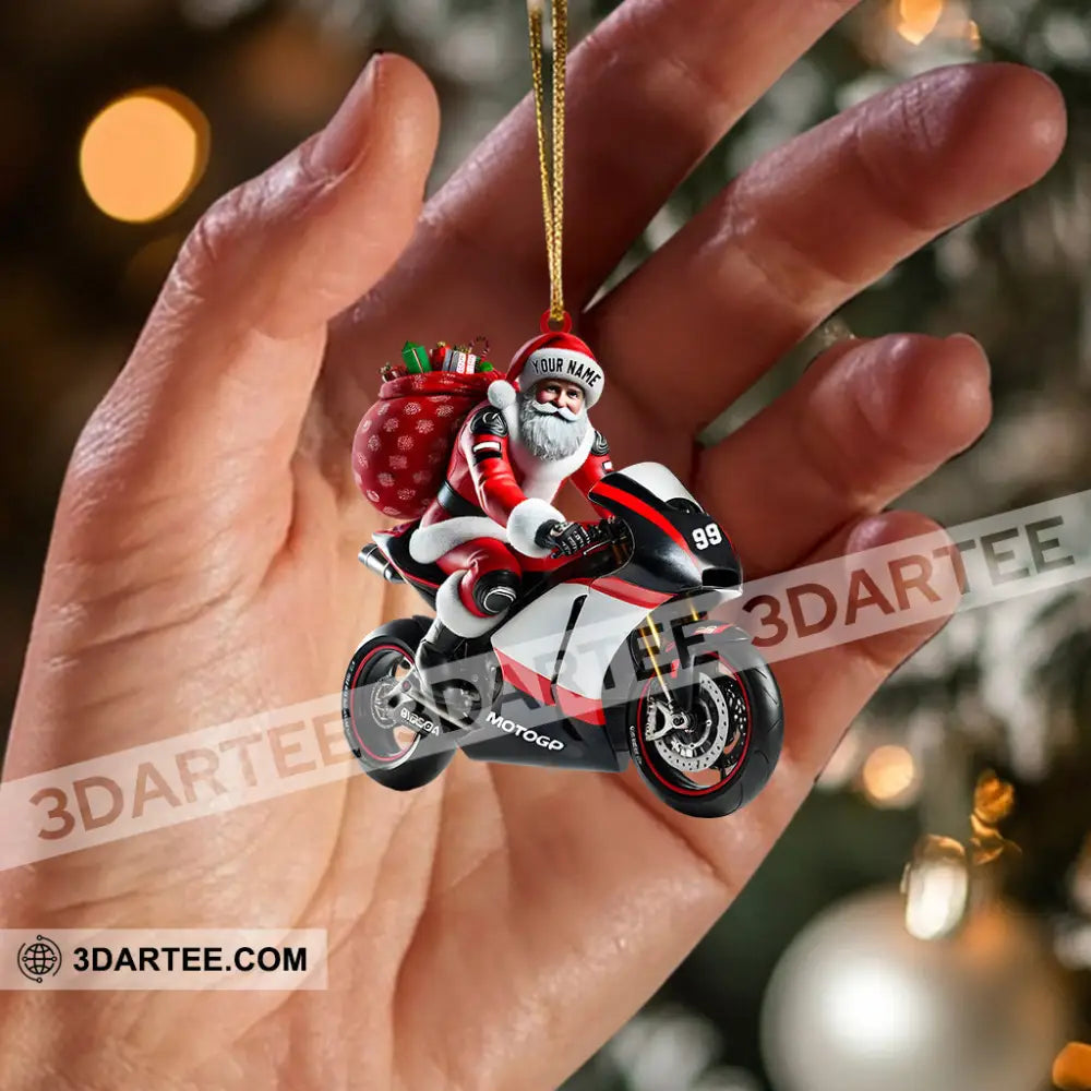 Santa Riding Motorcycle Home Decor Christmas Ornament Personalized Ornament Ornament