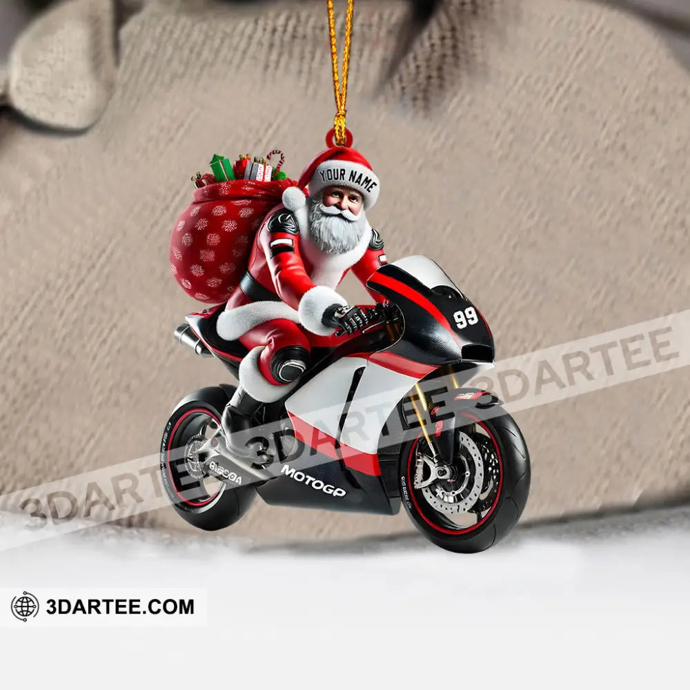 Santa Riding Motorcycle Home Decor Christmas Ornament Personalized Ornament Ornament