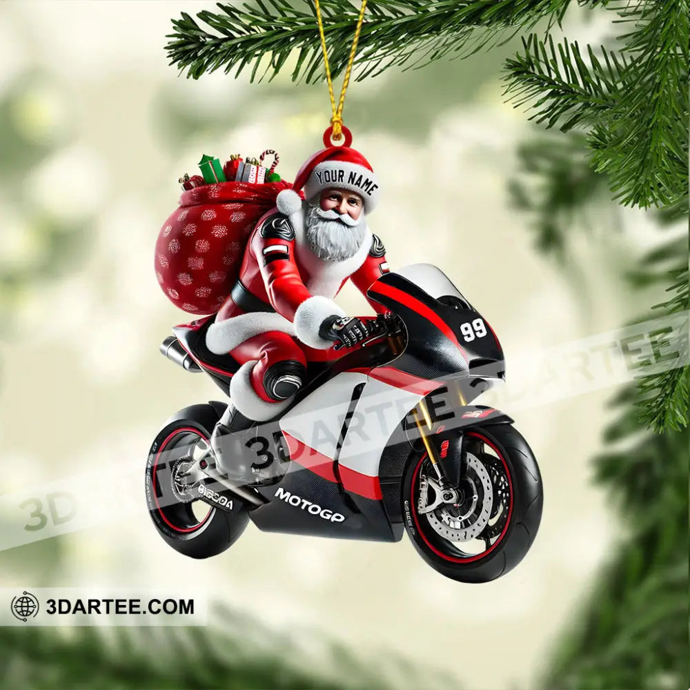 Santa Riding Motorcycle Home Decor Christmas Ornament Personalized Ornament Ornament