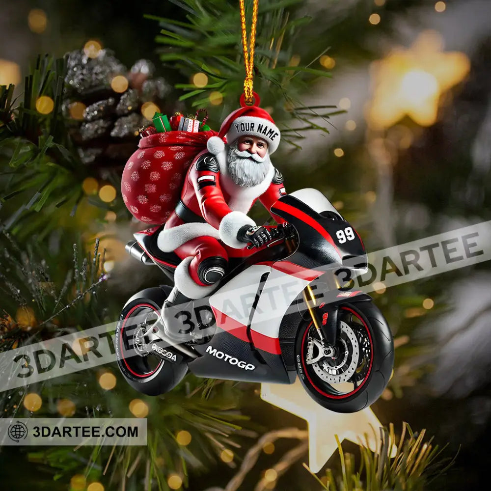 Santa Riding Motorcycle Home Decor Christmas Ornament Personalized Ornament Ornament