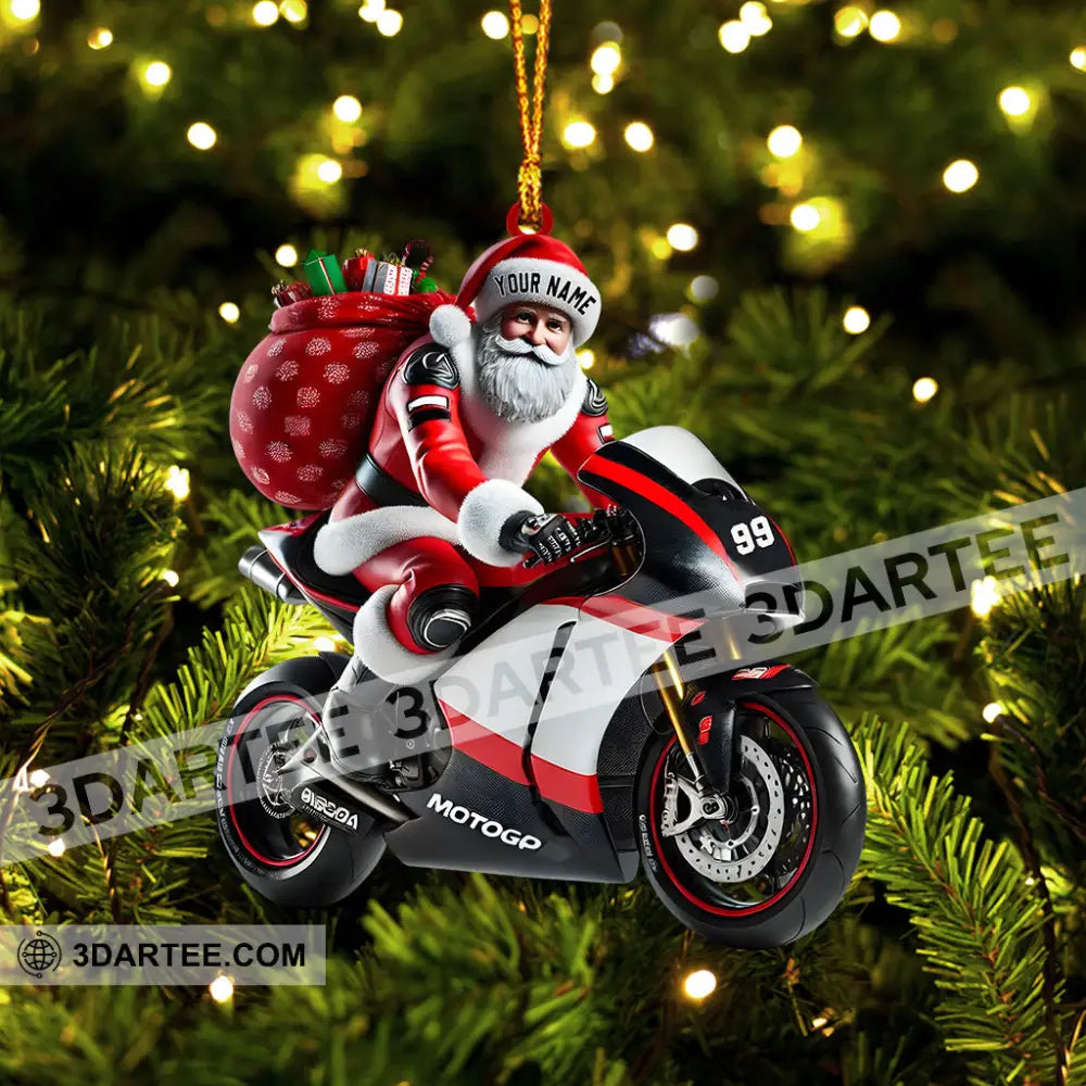 Santa Riding Motorcycle Home Decor Christmas Ornament Personalized Ornament Ornament