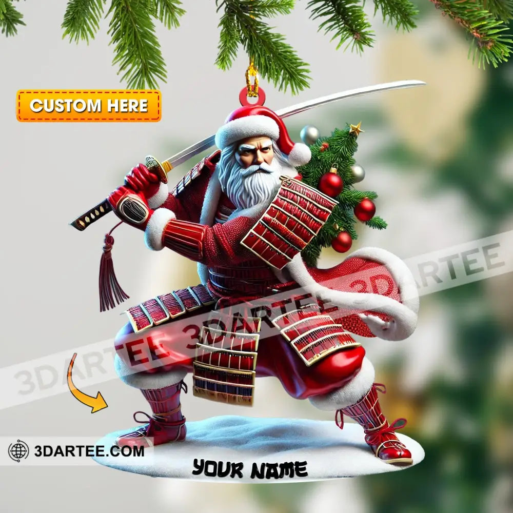 Santa Samurai Home Decor Christmas Ornament Personalized Ornament 3.54’’ / 1 Ornament Ornament