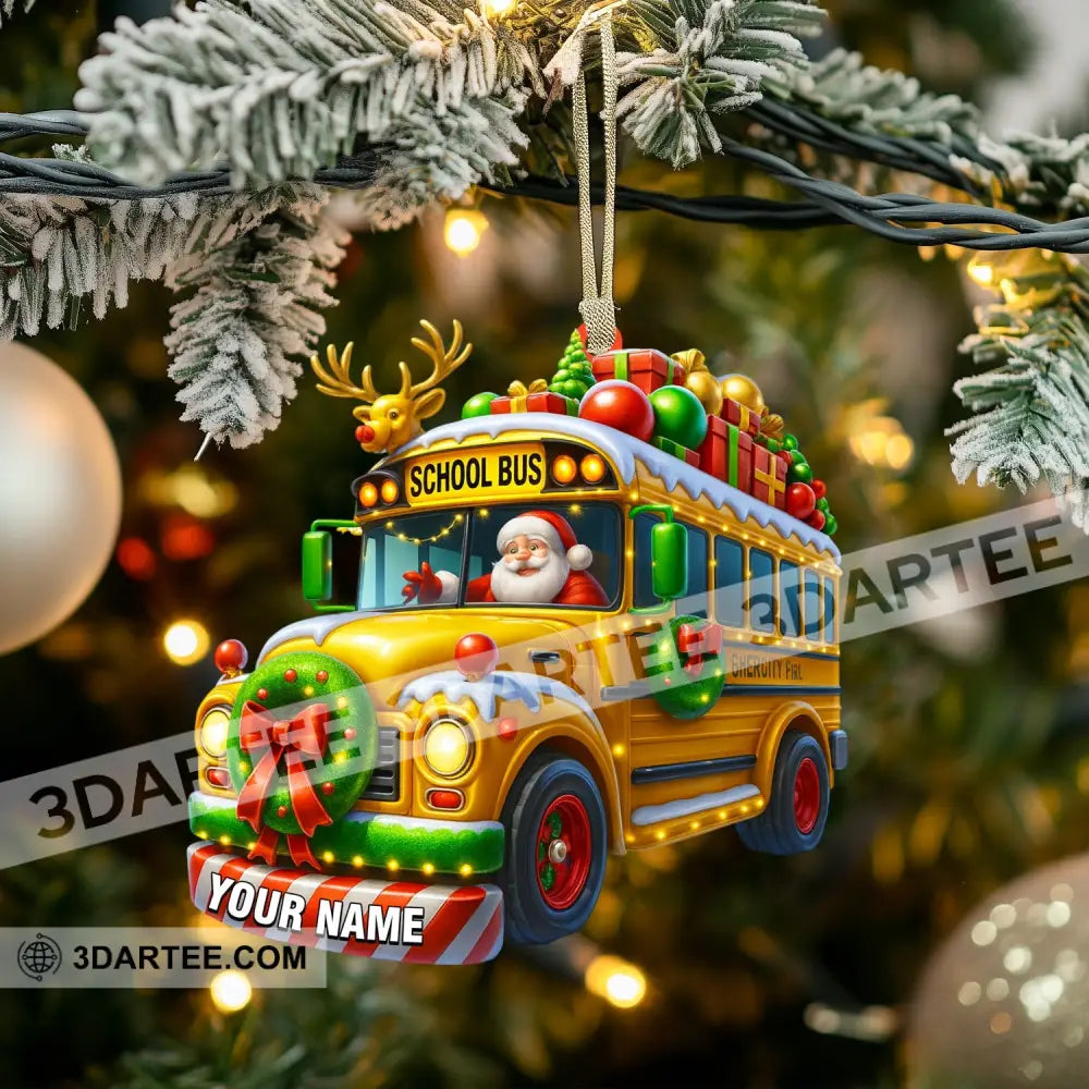 Santa School Bus Home Decor Christmas Ornament Personalized Ornament Ornament