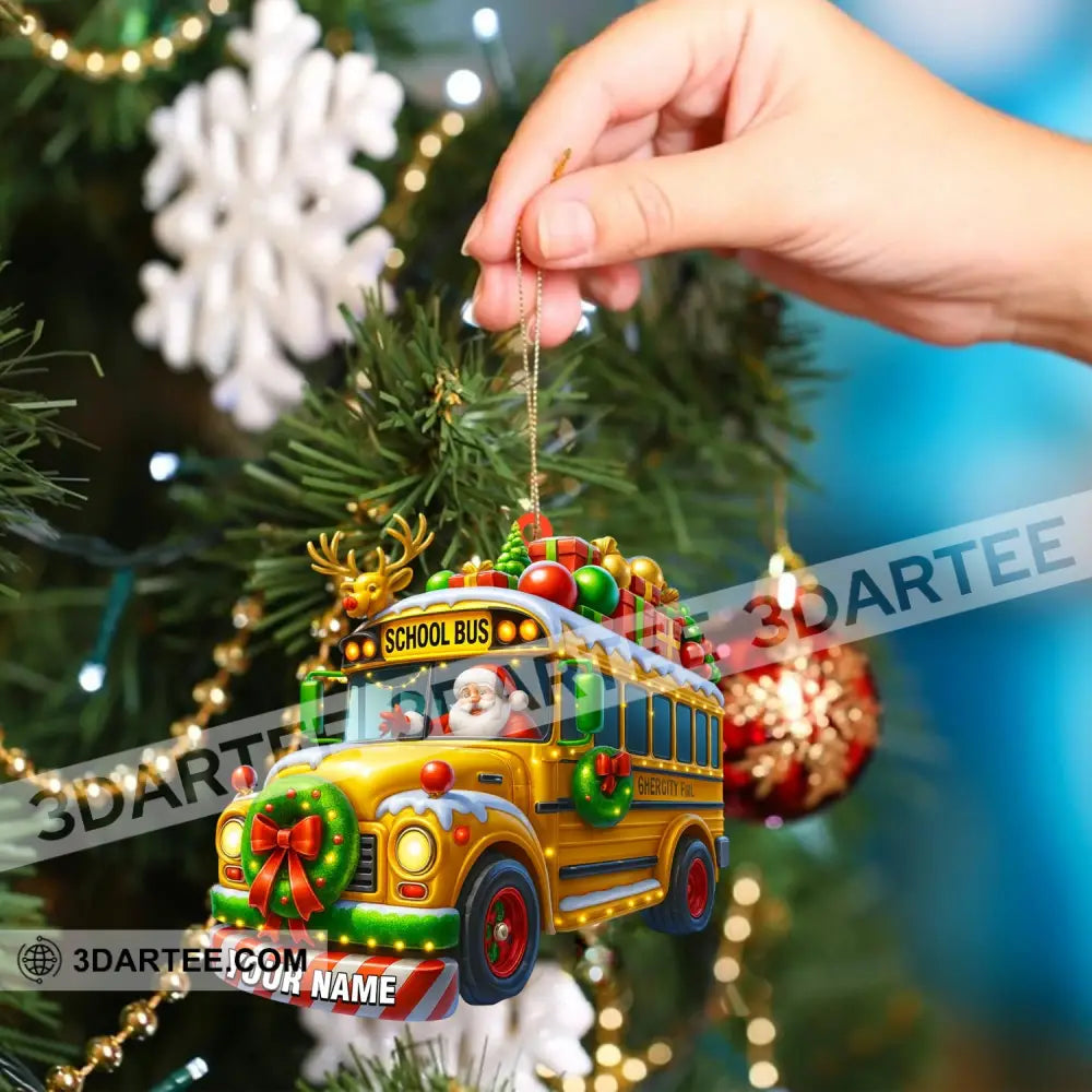 Santa School Bus Home Decor Christmas Ornament Personalized Ornament Ornament