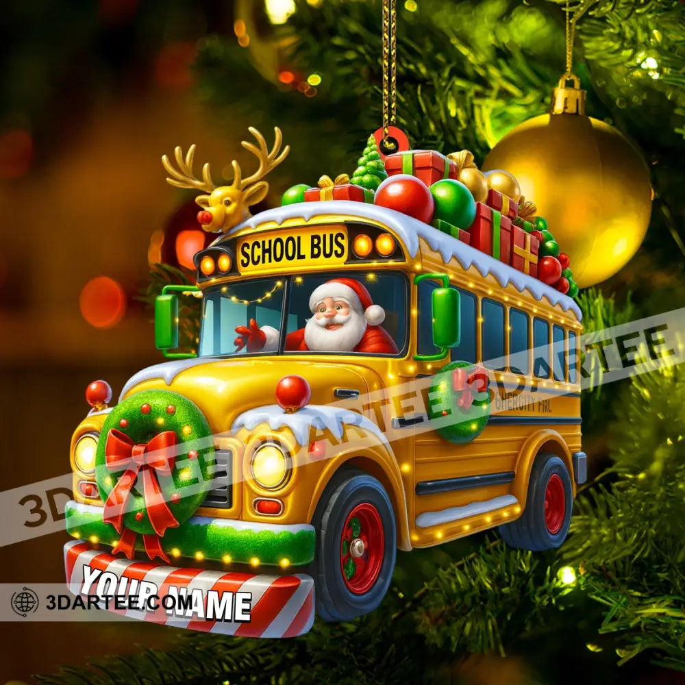 Santa School Bus Home Decor Christmas Ornament Personalized Ornament Ornament
