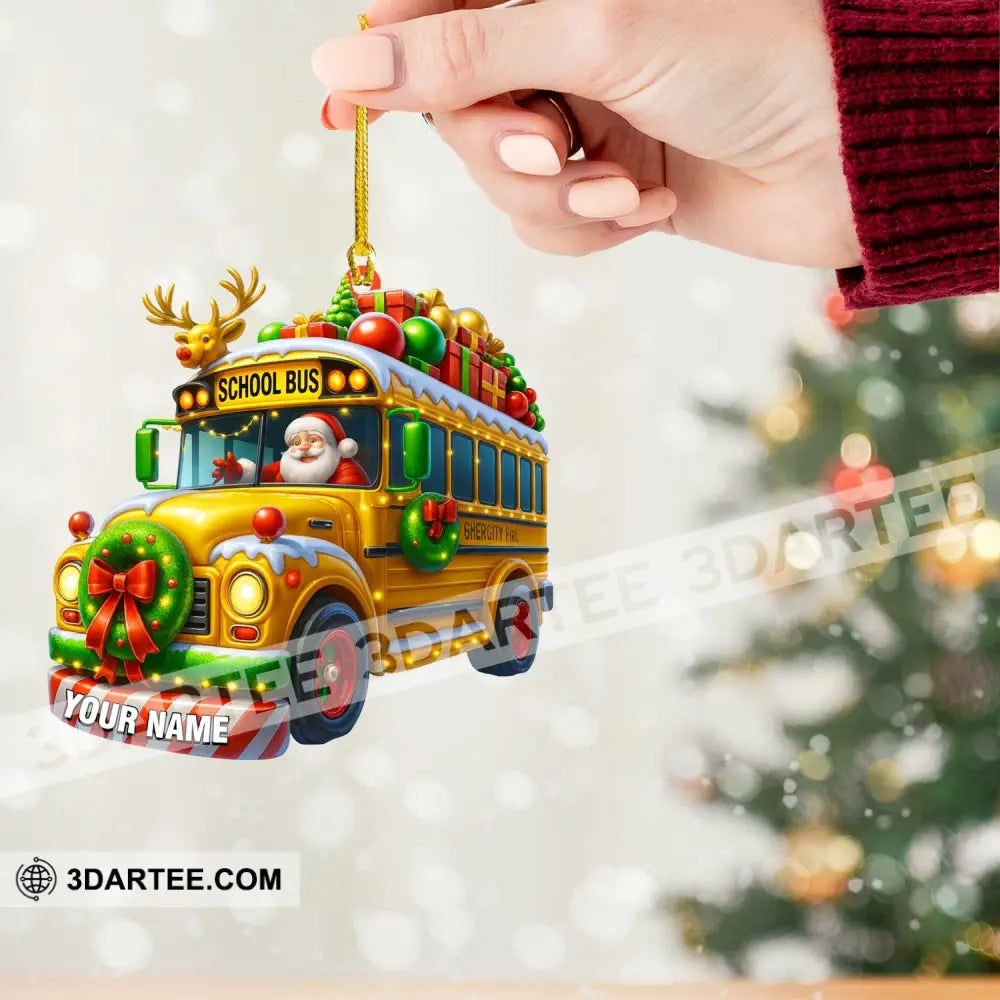 Santa School Bus Home Decor Christmas Ornament Personalized Ornament Ornament