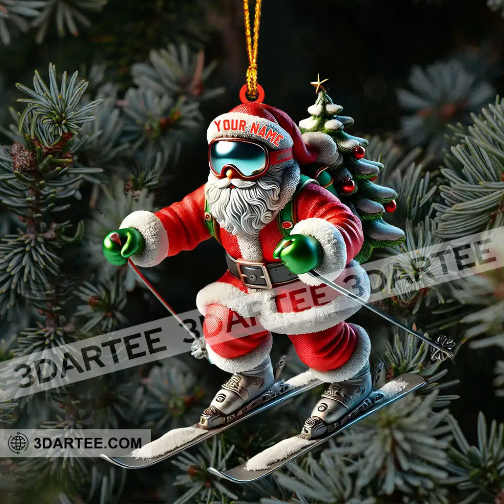 Santa Skiing Christmas Ornament Personalized Ornament Ornament