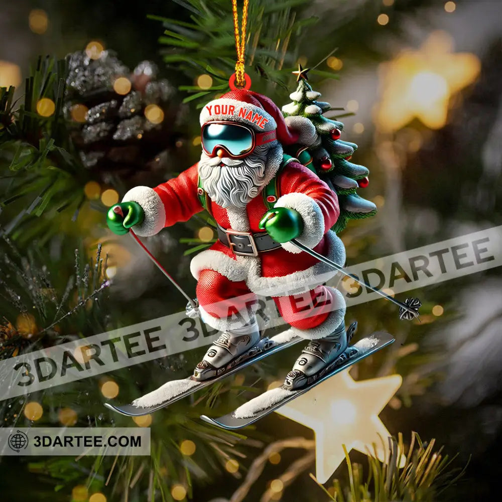 Santa Skiing Christmas Ornament Personalized Ornament Ornament