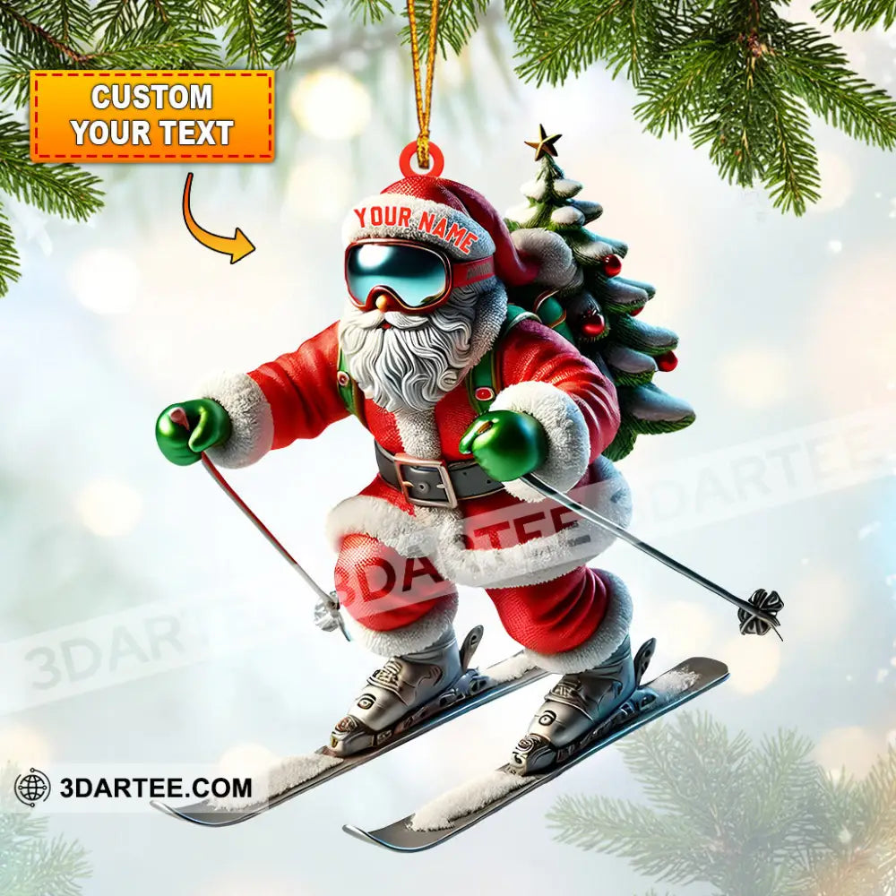 Santa Skiing Christmas Ornament Personalized Ornament 3.54’’ / 1 Ornament Ornament